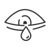 icono de estilo de línea de cuidado ocular de lágrima pandémica de covid 19 vector