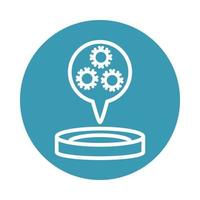 virus covid 19 pandemic laboratory petri dish analyzing block line style icon vector