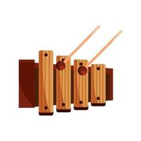 xilófono y palos icono aislado de instrumento musical de percusión vector