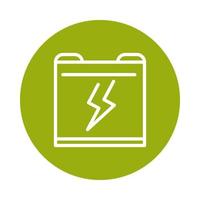 battery power supply alternative sustainable energy block line style icon vector