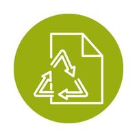 recycle paper ecology alternative sustainable energy block line style icon vector