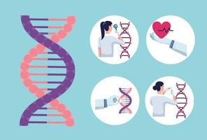 five genetic testing icons vector