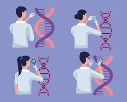 four genetic testing icons vector