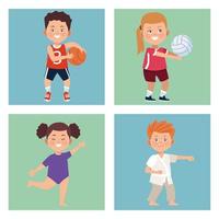 four kids activities vector