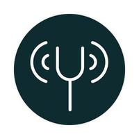 tuning fork signal sound block style icon vector