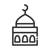 mezquita, luna, templo, ramadán, árabe, islámico, celebración, línea, estilo, icono vector