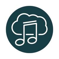 music note cloud computing storage sound block style icon vector