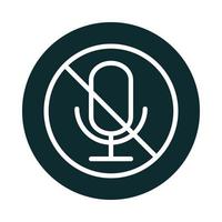 microphone audio muted sound block style icon vector