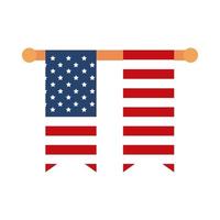 día conmemorativo colgantes decoración de la bandera celebración americana icono de estilo plano vector