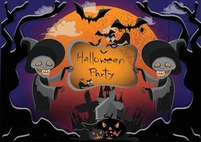 Halloween background with couple ghost vector