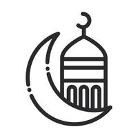 half moon mosque temple ramadan arabic islamic celebration line style icon vector