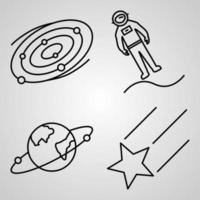 Set of Space Icons Vector Illustration Isolated on White Background