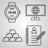 Set of Thin Line Flat Design Icons of Business vector