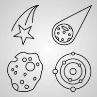 conjunto simple de iconos de línea de vector de espacio