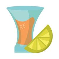 cinco de mayo tequila shot with lemon slice vector