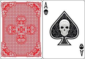 skull with ace of spades playing card vector