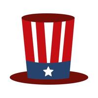 día conmemorativo bandera sombrero de copa decoración celebración americana icono de estilo plano vector