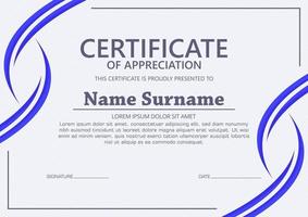 Blue abstract certificate award template vector