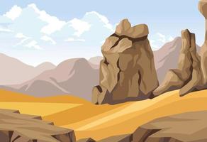 desert with rocks vector