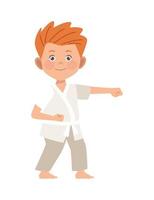 blond boy practicing karate vector