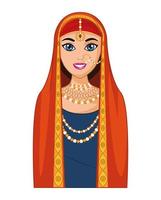 arabic bride dress red vector