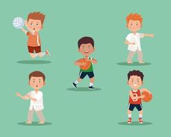 five boys activities vector