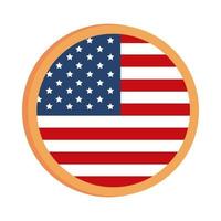 bandera del día conmemorativo botón redondo decoración celebración americana icono de estilo plano vector