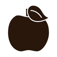 icono de estilo de silueta de suministro de fruta de manzana de educación escolar vector