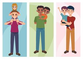 three fathers and kids vector