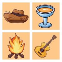 cuatro iconos de festa junina vector