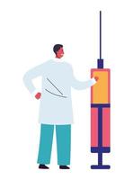 scientist with syringe vector