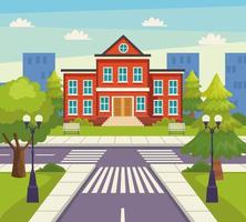 school urban scene vector