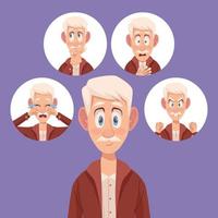 cinco ancianos con alzheimers vector