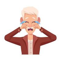 grandfather crying character vector