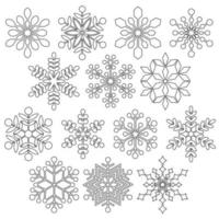 black outline snowflakes digital stamps vector