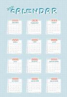 Calendar for 2021 from January to December starts from Monday. Squared paper with dots piece of newspaper background vector