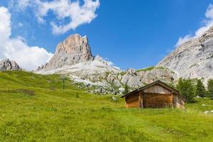 Barn near mountains photo