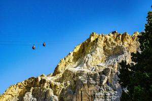 Cable cars on mountain peaks photo