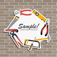 Repair Tools and Instruments on Brick Wall Vector Illustration Background