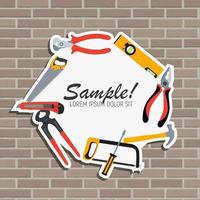 Repair Tools and Instruments on Brick Wall Vector Illustration Background