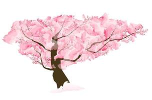 Abstract Floral Sakura Flower Japanese Tree Natural Background Vector Illustration