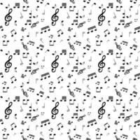 Seamless pattern from Set of musical notes and Treble clef vector
