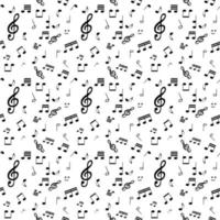 Seamless pattern from Set of musical notes and Treble clef vector