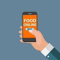 Mobile Apps Concept Online Food Delivery Shopping E Commerce in Modern Flat Style Vector Illustration