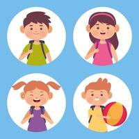 group four kids vector