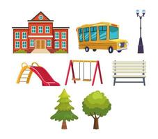 school eight icons vector