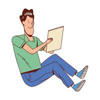 man writing in notebook vector
