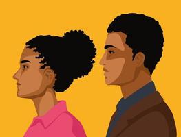 elegante pareja afro vector