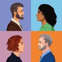 personajes de cuatro personas vector