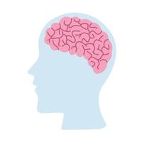 profile with brain vector